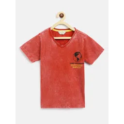TALES & STORIES Boys Rust Printed V-Neck Cotton T-shirt-picture-10