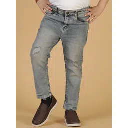 TALES & STORIES Boys Skinny Fit Mildly Distressed Heavy Fade Stretchable Jeans-picture-35