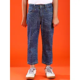 TALES & STORIES Boys Slim Fit Mid-Rise Heavy Fade Clean Look Printed Cotton Cropped Jeans-picture-16