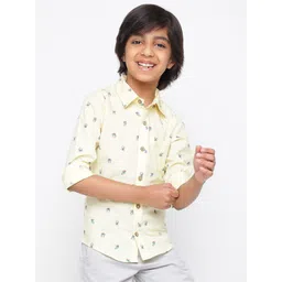 TALES & STORIES Boys Yellow Printed Casual Shirt-picture-37