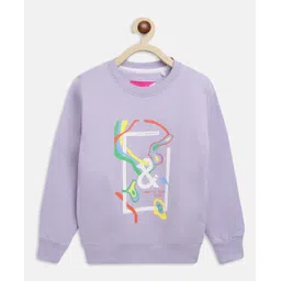 Tales & Stories Cotton Knit Full Sleeves Brand Logo Printed Light Winter Sweatshirt - Lilac-picture-28