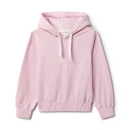 Tales & Stories Cotton Knit Full Sleeves Brand Name Embroidered Hooded Sweatshirt - Pink-picture-26