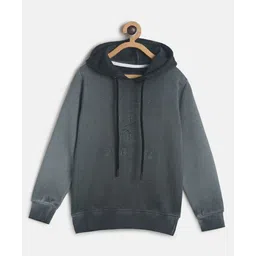 Tales & Stories Cotton Knit Full Sleeves Mild Washed Hooded Sweatshirt - Black-picture-13