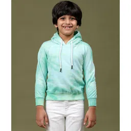 Tales & Stories Cotton Knit Full Sleeves Tie Dye Hooded Light Winter Sweatshirt - Aqua Blue-picture-31