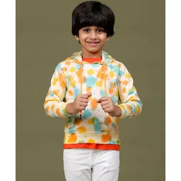 Tales & Stories Cotton Knit Full Sleeves Tie Dye Hooded Light Winter Sweatshirt - Multi Colour-picture-21