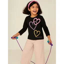 TALES & STORIES Girls Black Round Neck Full Sleeve Cotton T-shirt image 1