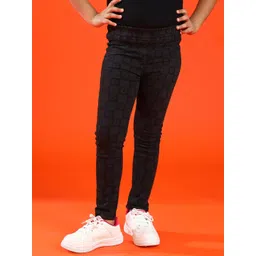 TALES & STORIES Girls Black Slim Fit Printed Jeggings-picture-28