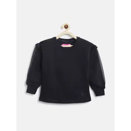 TALES & STORIES Girls Black Solid Pure Cotton Long Sleeves Sweatshirt-picture-18