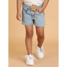 Tales & Stories Girls Light Blue Washed Shorts-picture-37