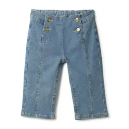 Tales & Stories Girls Mid Blue Cotton Regular Fit Capri-picture-31