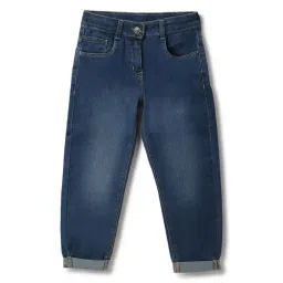 Tales & Stories Girls Mid Blue Denim Slim Fit Washed Jeans-picture-30