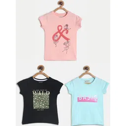 TALES & STORIES Girls Multi Colored Pack Of 3 Printed Casual Tshirt-picture-38