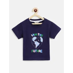 TALES & STORIES Girls Navy Blue Printed Cotton T-shirt-picture-49