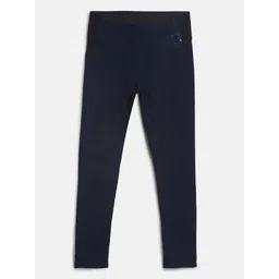 TALES & STORIES Girls Navy Blue Solid Cotton Blend Jeggings-picture-16