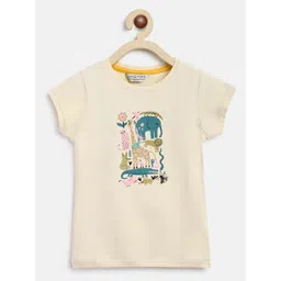 TALES & STORIES Girls Off White Printed T-shirt-picture-15