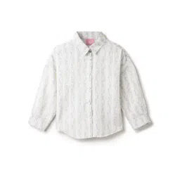 Tales & Stories Girls Off White Relaxed Fit Printed Shirt-picture-19