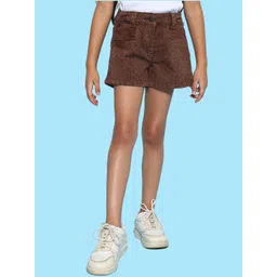 TALES & STORIES Girls Self Design Regular Fit Mid-Rise Cotton Denim Shorts-picture-17