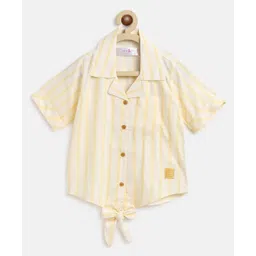 Tales & Stories Half Sleeves Double Striped Regular Fit Shirt Style Top - Cream-picture-14