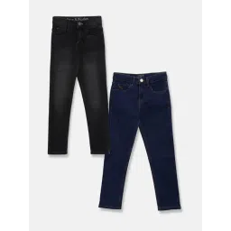 Tales & Stories Kids Black & Dark Blue Solid Jeans (Pack Of 2)-picture-34