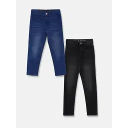 Tales & Stories Kids Blue & Black Solid Jeans (Pack Of 2)-picture-24