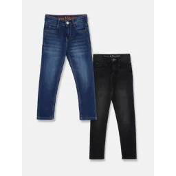 Tales & Stories Kids Blue & Black Solid Jeans (Pack Of 2)-picture-27