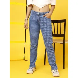 Tales & Stories Kids Blue Houndstooth Jeans-picture-44