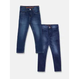 Tales & Stories Kids Blue Solid Jeans (Pack Of 2)-picture-11