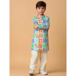 Tales & Stories Kids Multicolor Printed Full Sleeves Kurta Set-picture-33