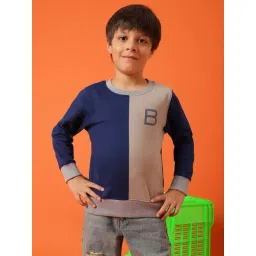 Tales & Stories Kids Navy & Beige Cotton Color Block Full Sleeves Sweatshirt-picture-36