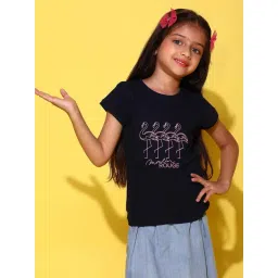 Tales & Stories Kids Navy Cotton Embroidered T-Shirt-picture-21