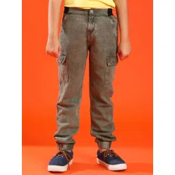 Tales & Stories Kids Olive Cotton Regular Fit Jeans-picture-32