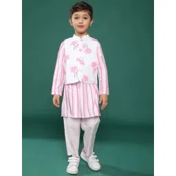 Tales & Stories Kids Pink & White Printed Full Sleeves Kurta Set-picture-24