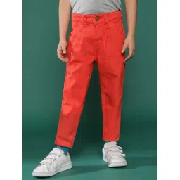 Tales & Stories Kids Red Cotton Slim Fit Trousers-picture-27