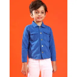 Tales & Stories Kids Royal Blue Cotton Regular Fit Full Sleeves Shacket-picture-20