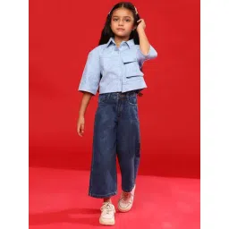 Tales & Stories Kids Sky Blue Cotton Regular Fit Shirt-picture-15