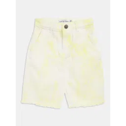 Tales & Stories Kids White & Yellow Cotton Printed Bermudas-picture-44