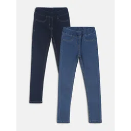 TALES & STORIES Pack of 2 Navy Blue and Blue Solid Lycra Jeggings-picture-10