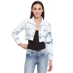 Tales & Stories White & Blue Printed Crop Jacket-picture-25
