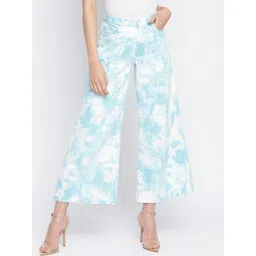 TALES & STORIES Women Blue Printed Culottes Trousers-picture-39
