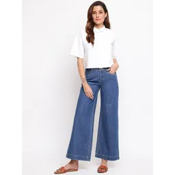 TALES & STORIES Women Cotton Mid Rise Flared Jeans-picture-12