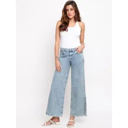 TALES & STORIES Women Flared Low Distress Heavy Fade Cotton Jeans-picture-28