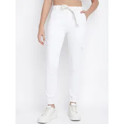 TALES & STORIES Women Regular Fit Belted High-Rise Cargo Joggers-picture-26