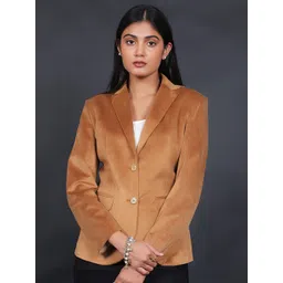 Talethread Notched Lapel Collar Single-Breasted Cotton Velvet Casual Blazer-picture-34