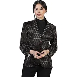 talethread Women's Ikat Cotton Tie and Dye Single Breast Two-Button Blazer-picture-45