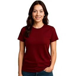 talipot Women's Solid Round Neck Half Sleeves Polyester T-Shirts, Moisture Wicking t-Shirt (Pack of 1)-picture-49