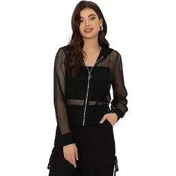 talitha fashion Women's Summer Zip Up Light Weight Long Sleeve Mesh Bomber Jacket | Hooded Jacket for Women-picture-53