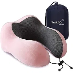 TALLGO Travel Pillow, Best Memory Foam Neck Pillow Head Support Soft Pillow For Sleeping Rest, Airplane Car & Home Use (Black) (Pink,Standard)-picture-49