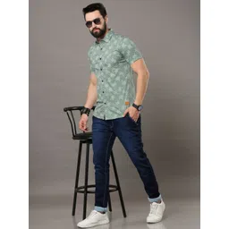 Tallwalker Abstract Printed Standard Slim Fit Cotton Casual Shirt image 4