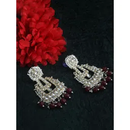 TANAIRA Gold Plated Artificial Stones Studded & Beaded Contemporary Chandbalis-picture-37