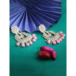 TANAIRA Gold Plated Artificial Stones Studded & Beaded Contemporary Chandbalis-picture-13